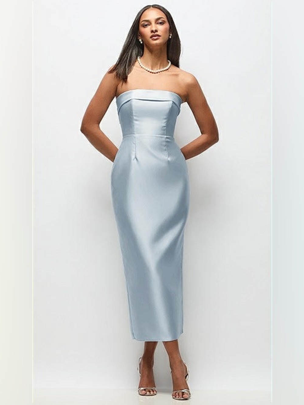 Alfred Sung Annabelle Strapless Cuff Satin Midi Dress